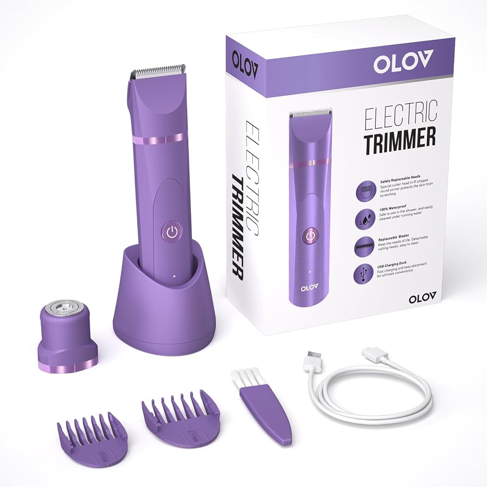 Electric Body Hair Trimmer – Purple Edition (Waterproof, USB Recharge, Full-Body Grooming)