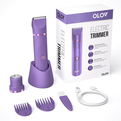 Electric Body Hair Trimmer – Purple Edition (Waterproof, USB Recharge, Full-Body Grooming)
